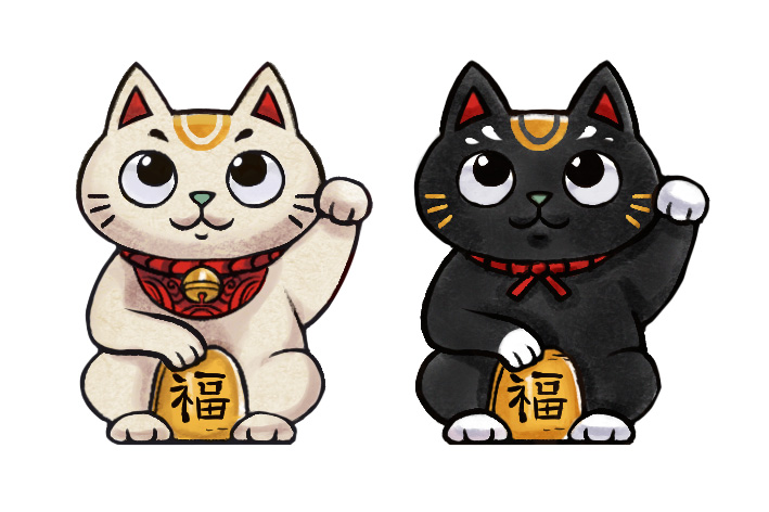 Jetons représentant des chats porte-bonheur pour le jeu Sushibar