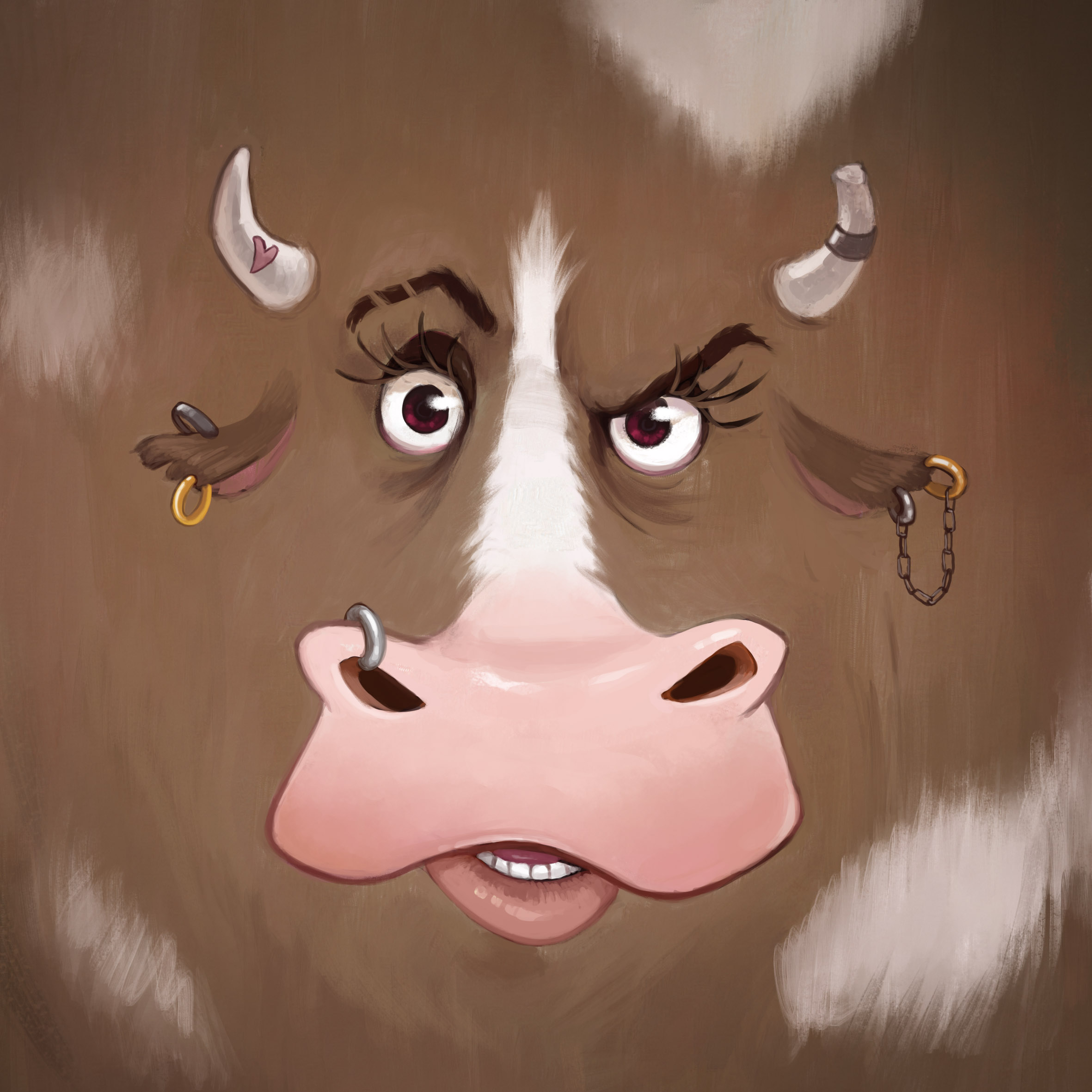 Illustration d’une carte de jeu de société représentant une vache
