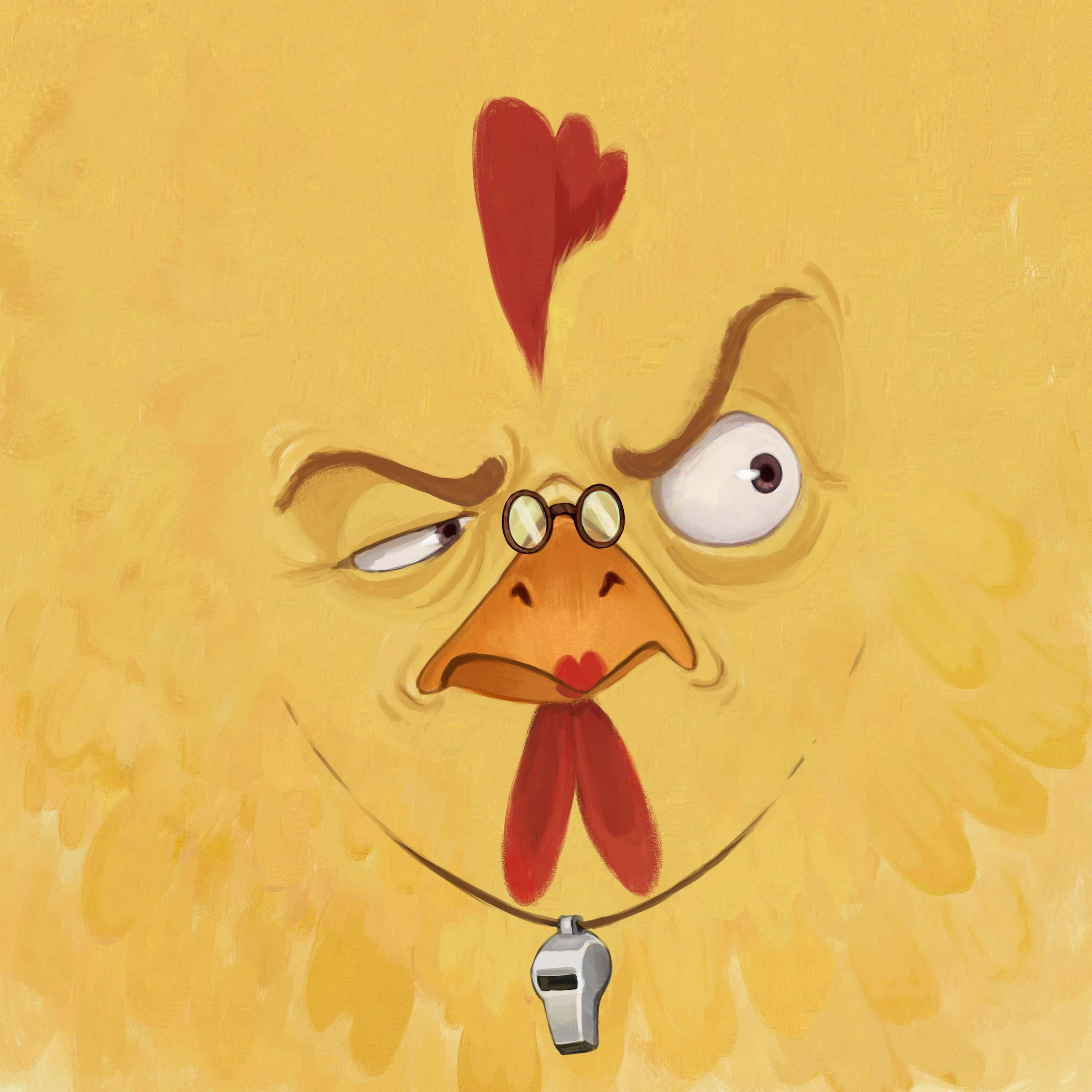 Illustration d’une carte de jeu de société représentant une poule