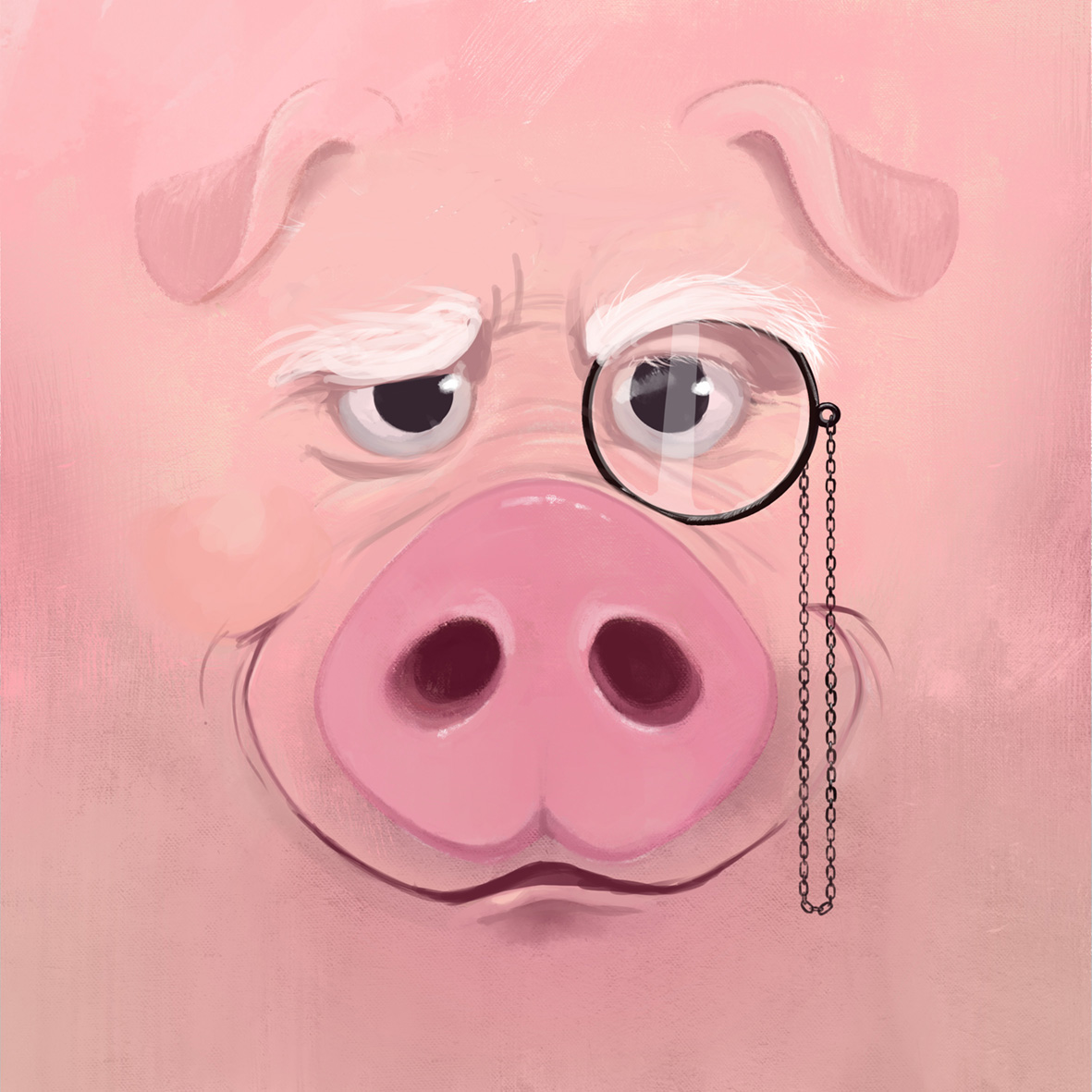 Illustration d’une carte de jeu de société représentant un cochon