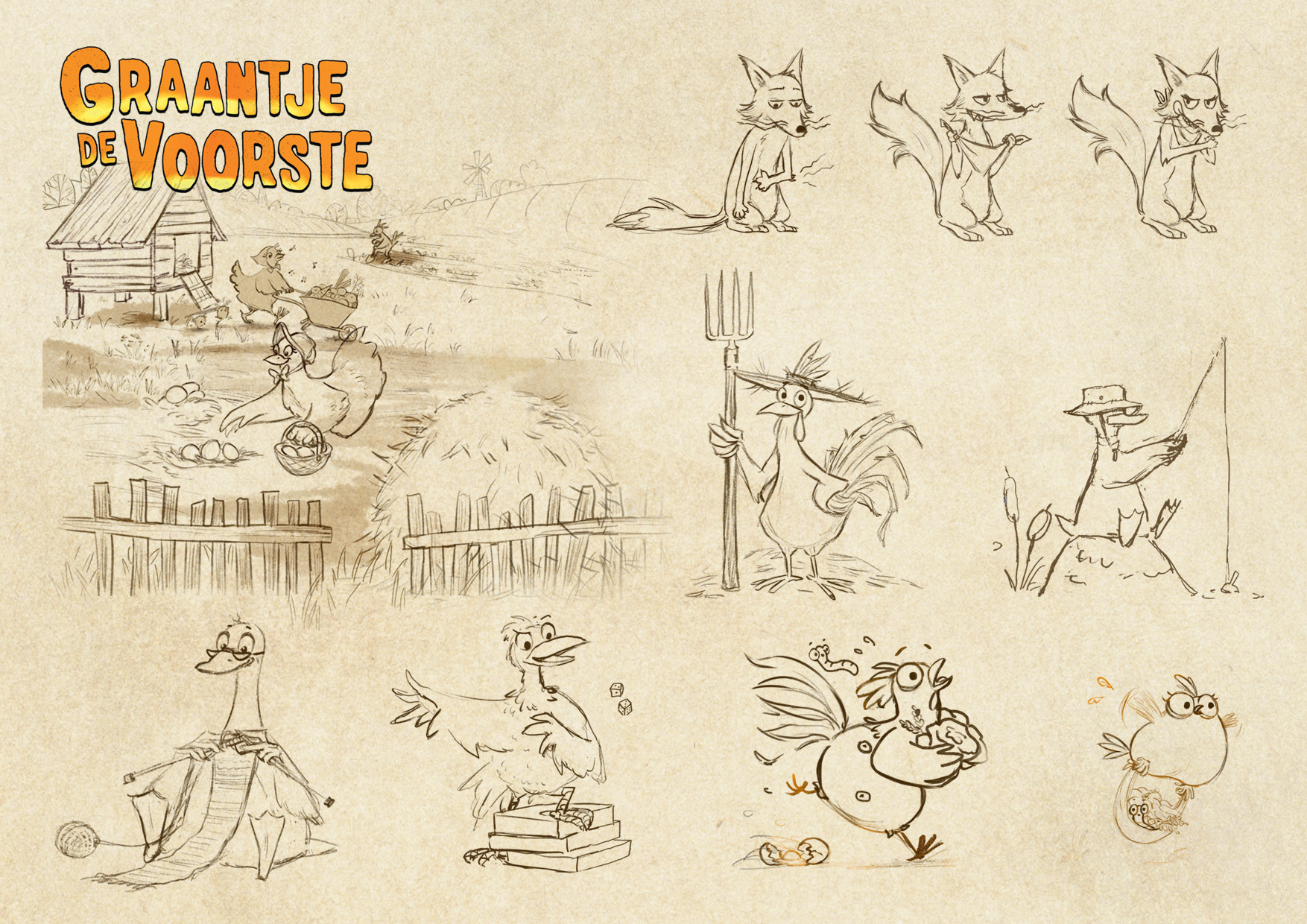Illustrations de concept de personnages pour un jeu de société