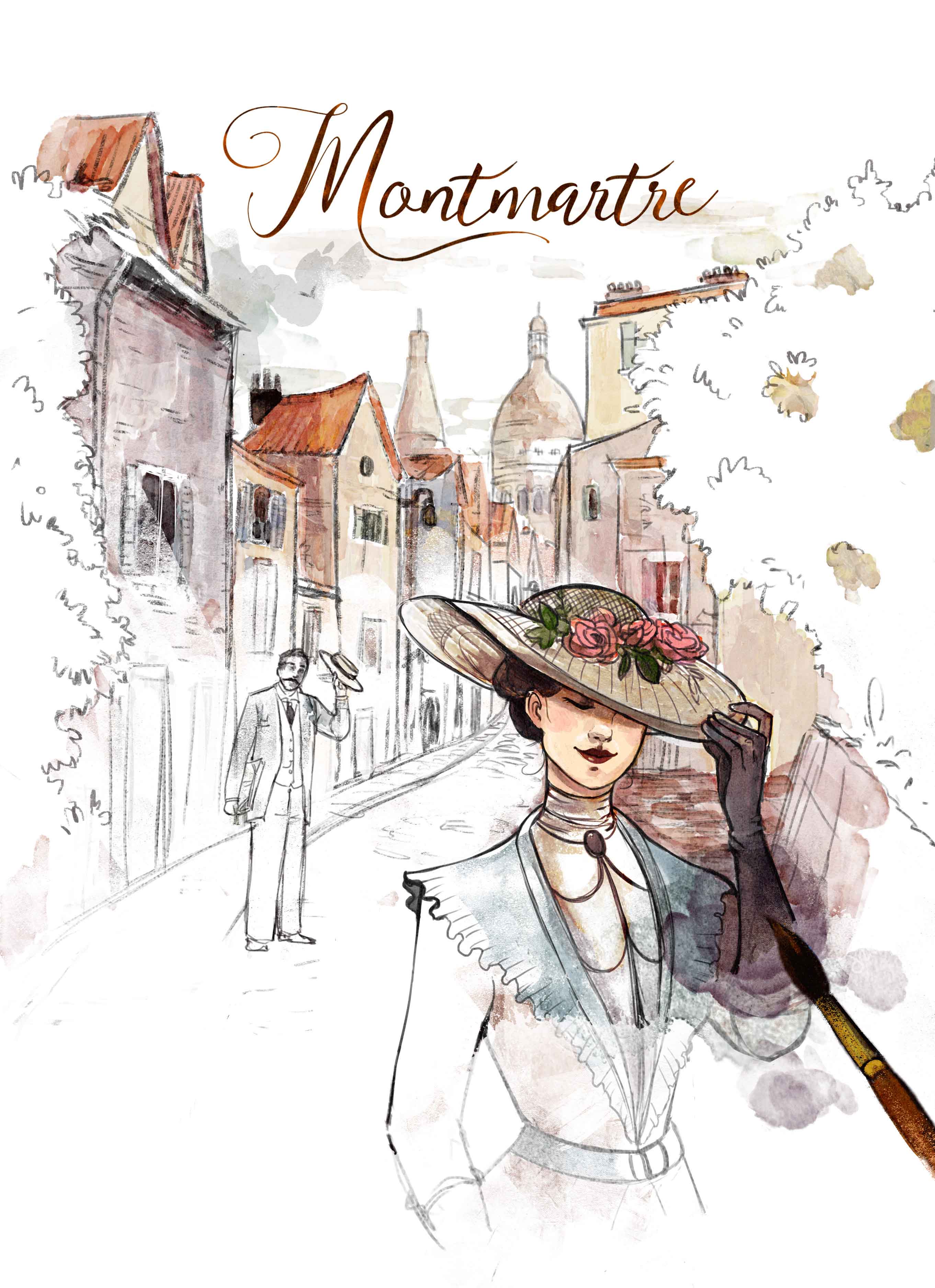Illustration de jeu de société pour la couverture de Montmartre