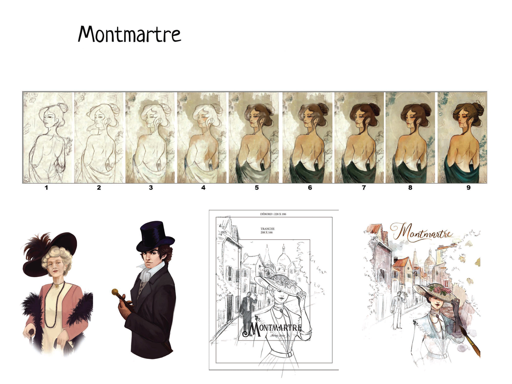 Présentation des cartes et illustrations de couverture de Montmartre